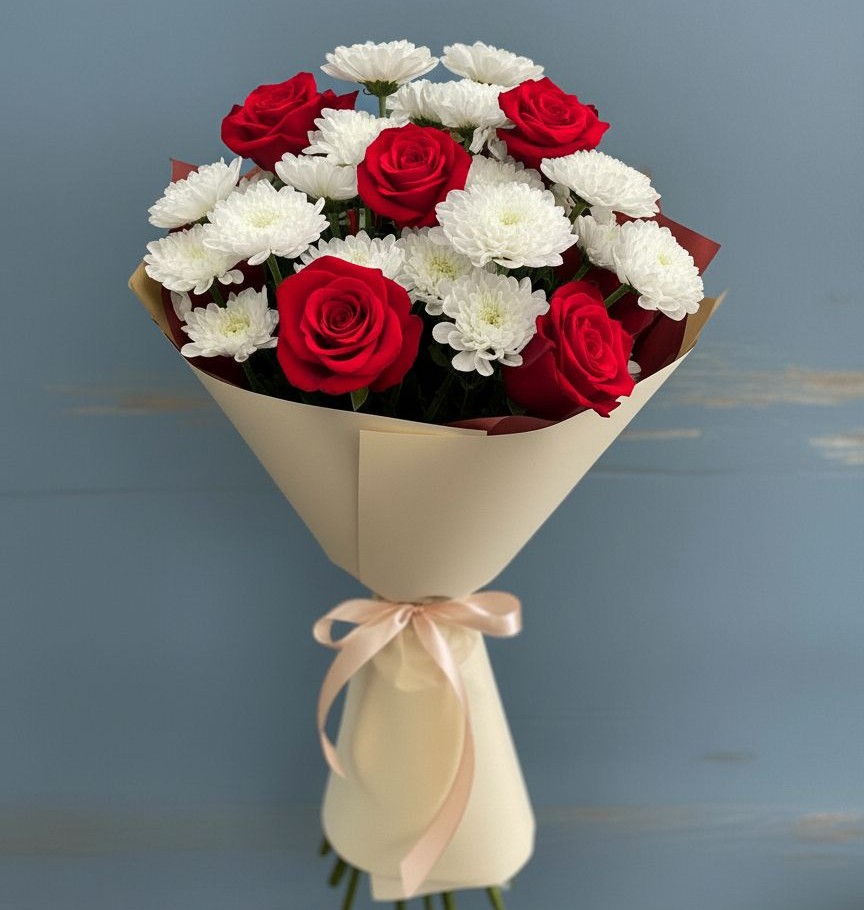 Букет цветов из: Розы и Хризантемы в Лоза