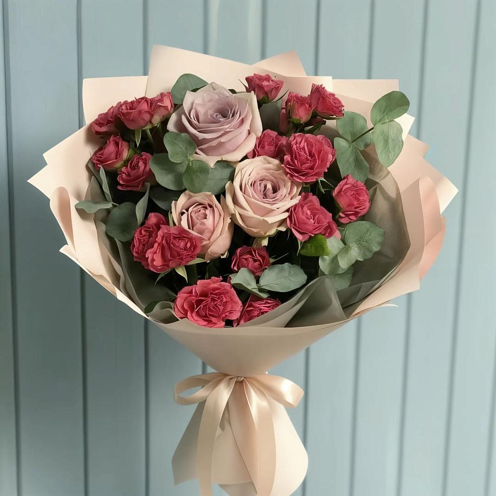 Букет цветов из: Гвоздики и Розы в Лоза