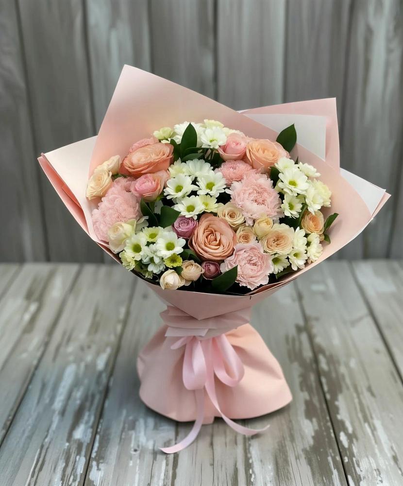 Букет цветов из: Гвоздики, Розы и Хризантемы в Лоза