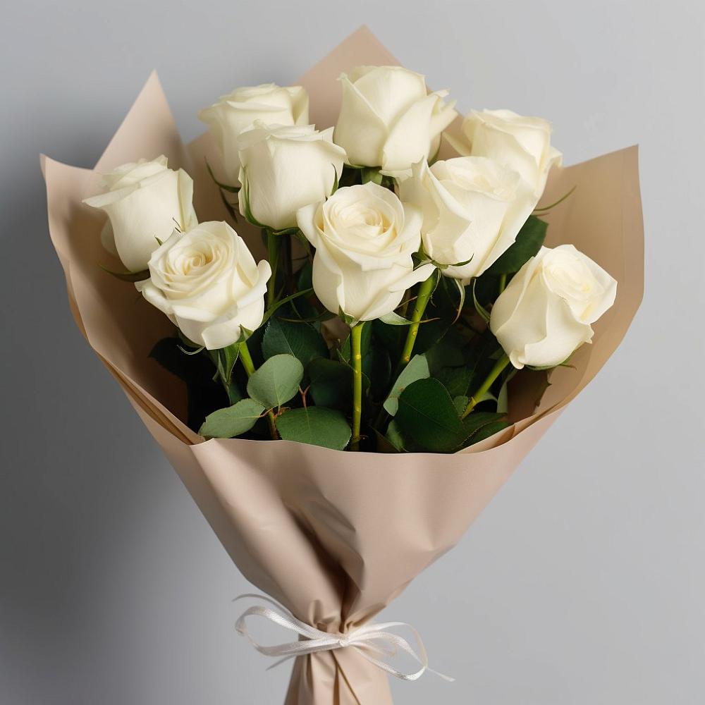 Букет 9 Белых роз Эдлесс Лав в Лоза