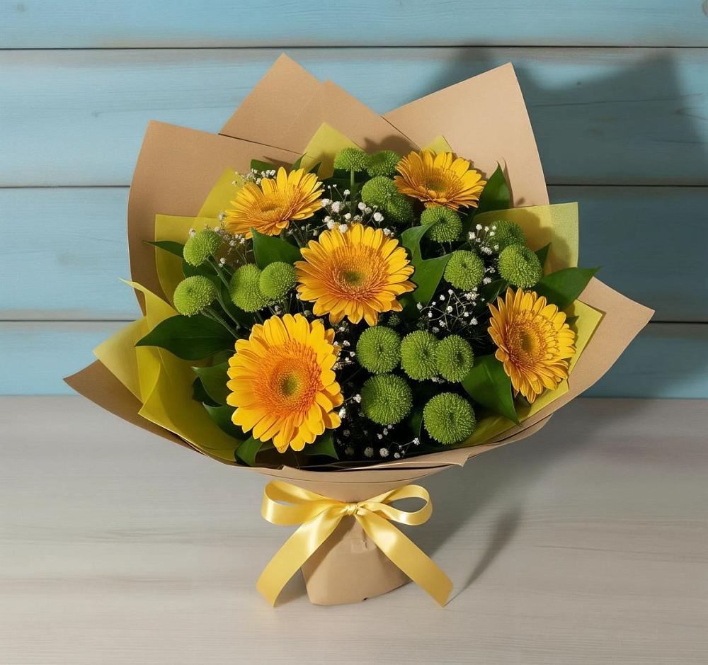 Букет цветов из: Герберы и Хризантемы в Лоза
