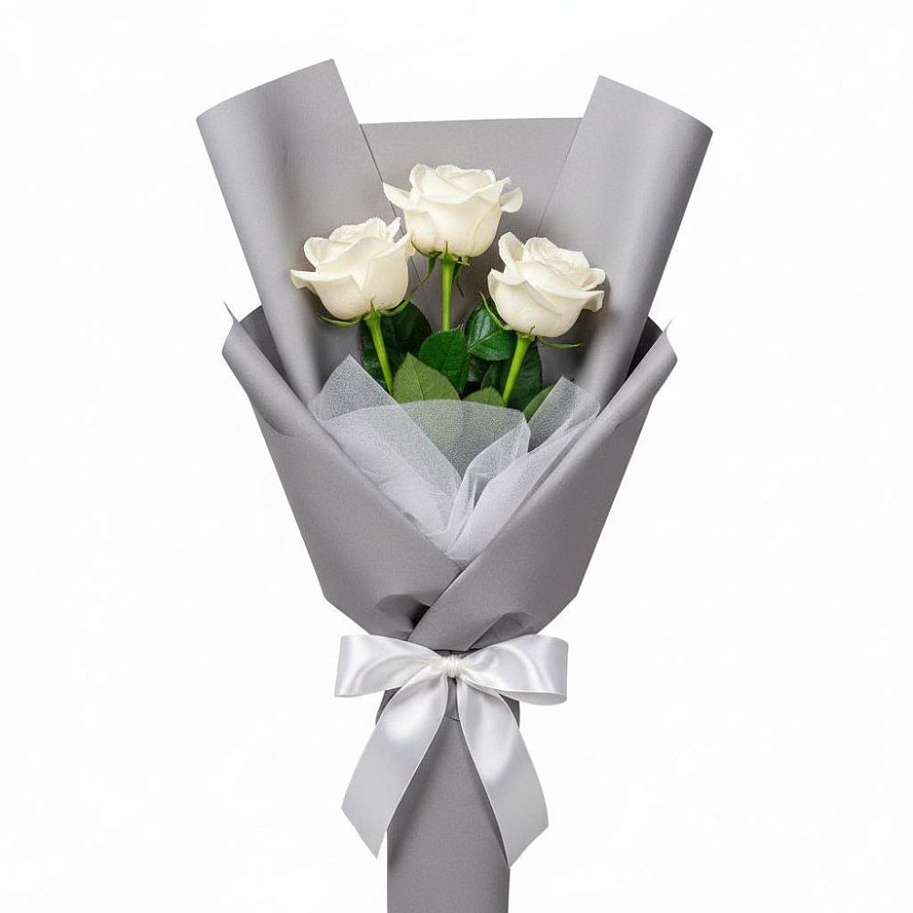 Букет 3 белые розы в Лоза